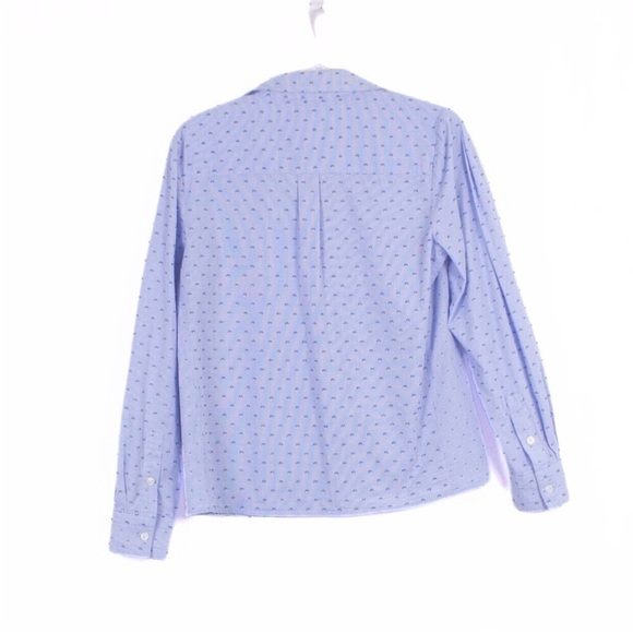 DEREK LAM 10 CROSBY Swiss Dot Balloon Sleeve Button Down Shirt Size M - Picture 2 of 6